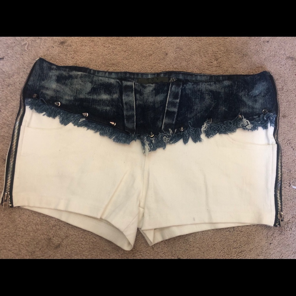 Studded White Denim Shorts